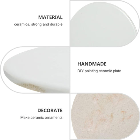 Sewroro Round Serving Platter Round White Ceramic Tiles DIY Painting Ceramic Plate Hand- painted Ceramic Tiles Porcelain Mixing Tray Artists Paint...