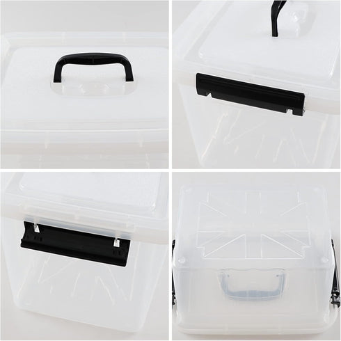 Plastic Bin with Lid, Mixed Size Latching Storage Box, 2 Packs, 6 Quart & 12 Quart...