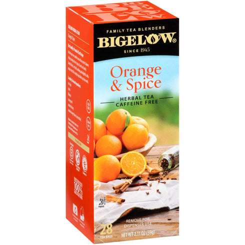 Bigelow Orange & Spice Herbal Tea 28-Count Box (Pack of 1) Caffeine-Free Soothing Herbal Tea Sweetly Citrus-y Tea with an Herbal Twist...