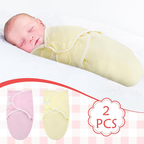 2 Pcs Preemie Swaddle Preemie Swaddle Wrap Adjustable Swaddle Blanket Preemie Cotton Swaddle Blanket for Preemie Boys Girls Sleep (Pink, Yellow)...