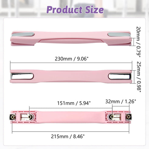 MroMax 2Pcs Luggage Handle 9.06" x 0.98" (L x W) Plastic Pull Handle Grip Replacement 230mm x 25mm for Luggage Suitcase Box Pink Tone...