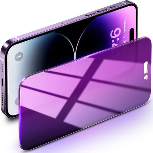 Uyiton Privacy Screen Protector for iPhone 14 Pro Max - Anti-Spy, Anti-Blue Light, HD Full Coverage Tempered Glass with Frame, Purple......
