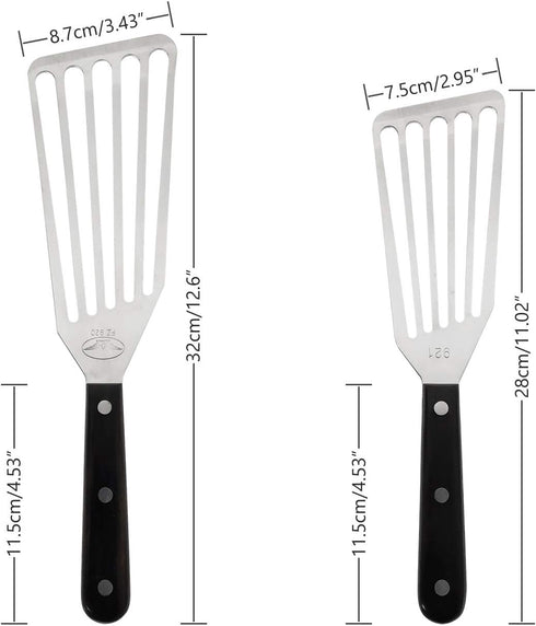 Fish Spatula, 2 Pack Stainless Steel Metal Spatula, Slotted Spatulas for Cooking, Flipping, Turning, Frying and Grilling...