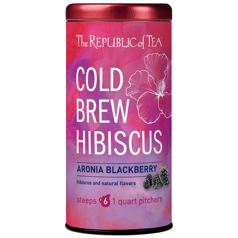 The Republic of Tea – Cold Brew Hibiscus Aronia Blackberry Iced Tea, Large Herbal Iced Tea Pouches, Steeps Six One-Quart Pitchers...