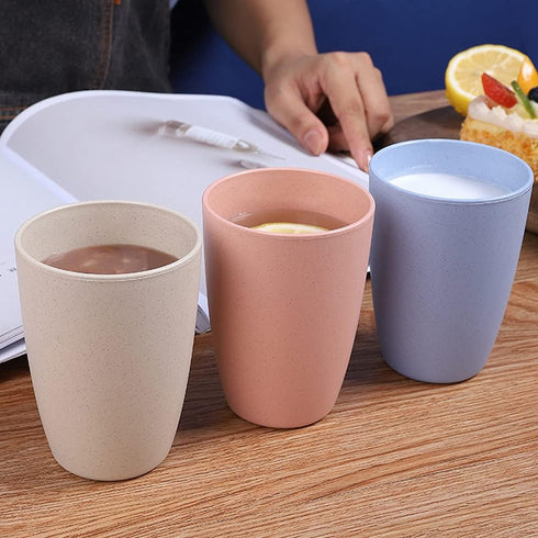 NeschToy 12oz Small Drinking Tumblers, Unbreakable Wheat Straw Cups for Camping Party, Reusable Water Glasses for Beverage Ice Tea, Dishwasher Saf...