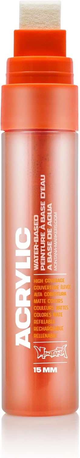 Montana Acrylic Paint Marker, 15mm, Standard Nib, Shock Orange Dark (045398)...