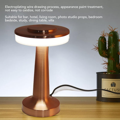 ASHATA Portable LED Retro Touch Control, Modern Table Lamps, 3 Levels Color Temperature Rechargeable Night Light for Hotel Home (Copper)...