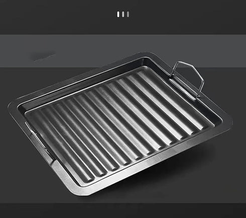 Baking and Frying Pan, 11.8 Inch x 9.8 Inch Iron Plate with Two Handle for Roast Meat, Baking Cake, Bread and other Foods (1)...