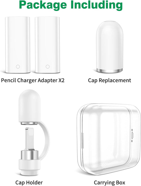 iMangoo 2 Pack Lightning Charging Cable Adapters for Apple Pencil 1st Generation Magnetic Replacement Cap Silicone Protective Cap Holder for iPad ...