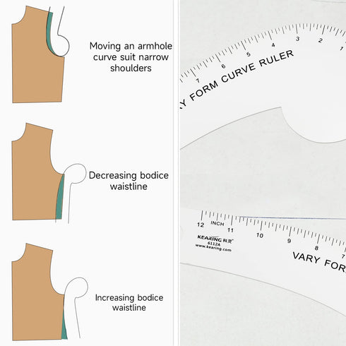 Vary Form Curve Ruler 12“ French Curve Ruler for Pattern Making, Aviation Aluminum Hip Curve Ruler for Measuring Sewing...