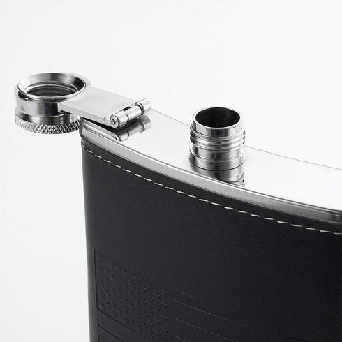 Stainless Steel American Flag Flask, Soft Touch Cover Liquor Flasks 8oz | Leak Proof Black PU Leather Heavy Duty Hip Set, Includes Funnel...