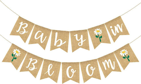 Baby in Bloom Sign Banner Baby Welcome Boy Girl Banner Welcome Baby Garland for Boys Girls Baby Shower Party Decorations...