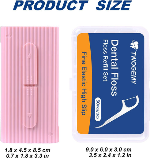 Pink Dental Floss, 2 Pack 10 Count and 50 PCS/Box, Total Package of 70 Picks Adult Floss in Set Meal. The Perfect Portable Flossing Travel Set for...