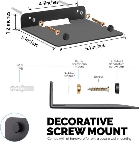 WISDING Small Floating Shelves, 6'' Wall Metal Speaker Mount Shelves for Bluetooth Speaker, Webcam, Cell Phones, Mesh Router, Toy Display Shelf Sp...