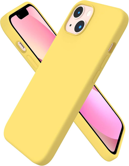 ORNARTO Compatible with iPhone 13 Case 6.1, Slim Liquid Silicone 3 Layers Full Covered Soft Gel Rubber Case Cover 6.1 inch-Lemon Yellow...