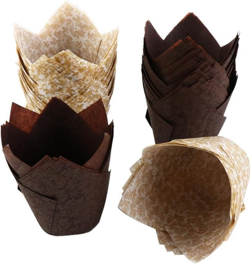 Cupcake Liner Baking Cups 100pcs 2 Colors Cake Wrapper Bakeware Muffin Baking Liner Grease-Proof Paper For Wedding Birthday Party DIY Baking Tool...