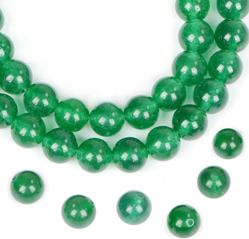 AD Beads Natural Gemstone Round Loose Beads 15" for Bracelet Necklace Earrings Jwelery Making Crafts DIY (8mm, Green Jade)...
