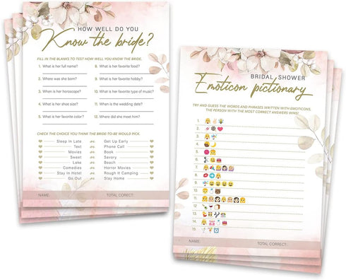 Summer-Ray 50pcs Bridal Shower Game Cards 5 Games 10 Cards Each 5" x 7"...