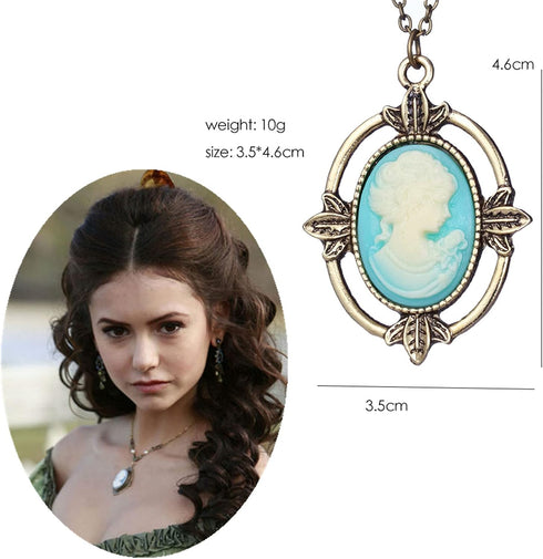 10 Set Replace The Vampire Daywalking Katherine Sapphire Crystal Pendant Necklaces Ring Elena Verbena Opening Charm Necklace Movie Jewelry Set Cos...