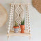 Macrame Wall Hanging Plant Decor Shelf Indoor Outdoor Floating Wood shelve Decorative Hand Made Rope Boho Shelving for Plants...