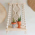 Macrame Wall Hanging Plant Decor Shelf Indoor Outdoor Floating Wood shelve Decorative Hand Made Rope Boho Shelving for Plants...