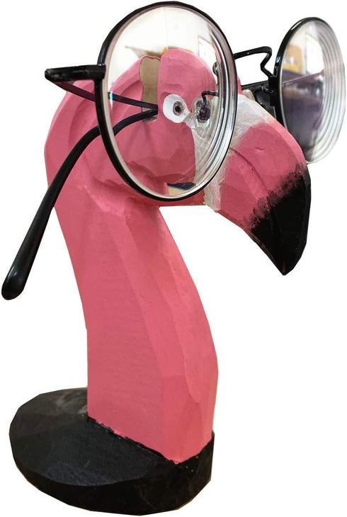 TANG SONG Creative Wood Hand Carved Eyeglass Holder Handmade Nose Flamingo Stand for Office Desk Home Decor Gifts...