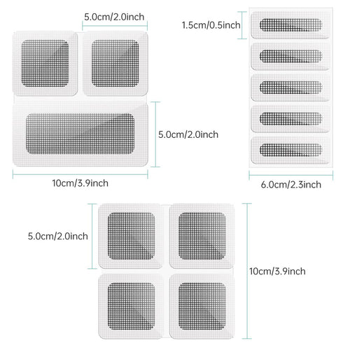 Self-Adhesive Window Screen Repair Patches Kit, 20 Sheets 3 Sizes Screen Door Replacement Repair Kit Fiberglass Mesh Wall Repair Patches Drywall T...