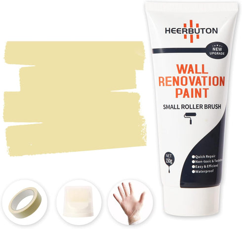 Wall Repair Paint Small Roller Brush Kit,Mini Roller Paint Tool,Quick Drying and Waterproof Latex Paint,Easy to Repair Stains in Home Wall (1 Pack...