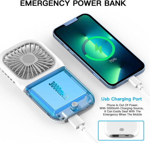AICase Handheld Portable Mini Fan Small Battery Operated Fan 6 in 1 Personal Fan 3000 mAh USB Rechargeable,3 Speed Adjustable,Neck lanyard for Off...