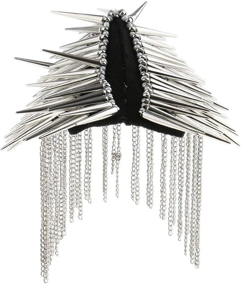 1 Pair Shoulder Epaulet Crystal Rhinestone Punk Rivet Tassels Shoulder Board Arm Badge Brooch Gifts - Silver...