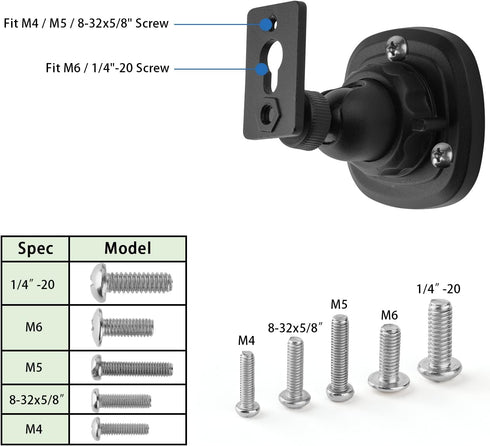 2 Pack Speaker Wall Mount Holder for 1/4"-20 Threaded Keyhole,2 Pack Adaptors Compatible with Non 1/4"-20 Threaded Screw Holes,360°Rotation Adjust...