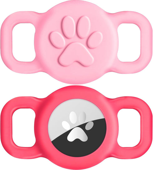 Joytale 2 Pack Cat Collar Airtag Holder,Elastic Silicone Air Tag Holder for Puppy Dogs Cats Kitten, Light and Durable Apple Airtag Holder with Sli...
