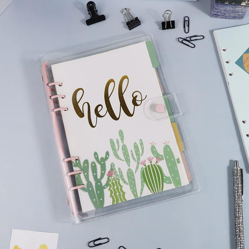 A5 Clear PVC Binder Cover 6 Pink Round Ring Binders Dia 20mm Snap Closure Sealing Edge Notebook Shell File Folders Album Binders...