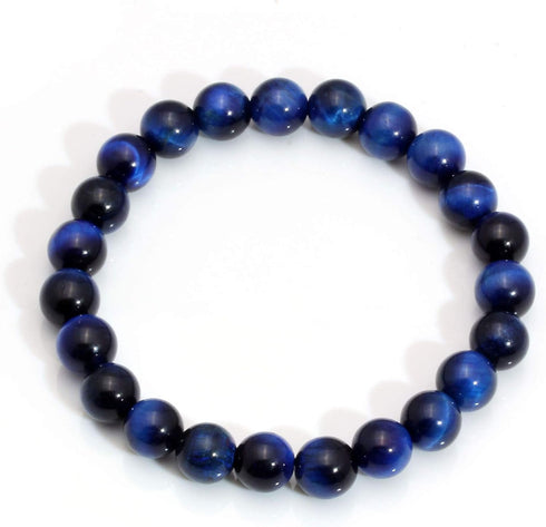 MILAKOO 3Pcs Blue Tiger Eye Bracelets for Men Women Distance Stretch Wristband Stone Hematite Cuff...