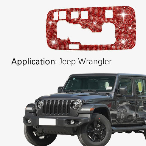 Bling Gear Shift Box Frame Cover Trim Sticker, Gear Shift Cover Bling Car Interior Accessories Compatible with Wrangler 2012-2018 (Red)...