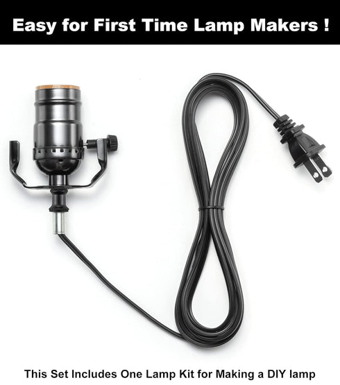 Lamp Rewire Kit, 12 Foot Matching Cord, 3 Way Socket and Essential Hardware, Table and Floor Lamps Socket Replacement, Rewire and Repair, DIY Ligh...