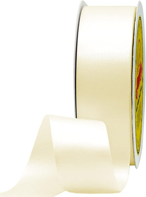 Double Face Ivory Satin Ribbon 1-1/2 inch X 50 Yards Polyester Ivory Ribbon for Gift Wrapping Very Suitable for Weddings Party Hair Bow Invitation...