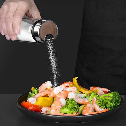 7 oz Salt Pepper Shakers with Adjustable Outlet Holes Clear Glass Shaker Bottles Spice Seasoning Cans for Kitchen Decor and Home Restaurant BBQ Ca...