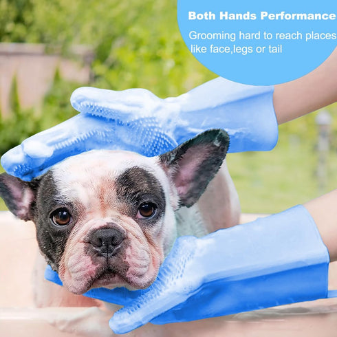 Pet Washing Gloves, Gentle Silicone Dog Bath Shampoo Shower Brush Grooming Mitts Waterproof, Massaging and Bathing Rubber Scrubber for Dogs & Cats...