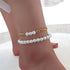 Layered Pearl Anklet Bracelet Boho Gold Beads Anklet Ankle Chain Pearl Satellite Chain Foot Chain Beach Layered Charm Anklet 2Pcs Set Foot Jewelry...