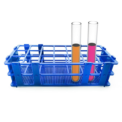 3 Packs Plastic Test Tube Rack, 21 Holes Lab Test Tube Rack Holder for 30mm Test Tubes, Blue, Detachable (21holes)...