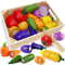 Wooden Play Food for Kids Kitchen Toys for Toddlers Cutting Pretend Toy Food Wooden Fruits Vegetables Gift for Boys Girls Educational Toys...