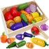 Wooden Play Food for Kids Kitchen Toys for Toddlers Cutting Pretend Toy Food Wooden Fruits Vegetables Gift for Boys Girls Educational Toys...