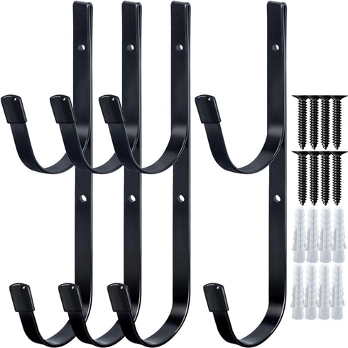 Pool Pole Hanger for Fence?4 Pack? Black Pool Equipment Hooks Heavy Duty Pool Tool Organizer for Telescopic Poles, Skimmers, Leaf Rakes,Pool Hose,...