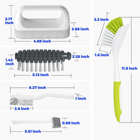 Holikme 7 Pack Dish Cleaning Brush & Pad Set, Dish Scouring Pad for Cleaning, Scouring Pad & Kitchen Scrub Brush & Bendable Clean Brush & Groove G...