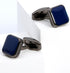 Classic Square Black/Blue Cufflinks for Men In Gift Case Handmade Silver/Black Tone Metal Men's Cufflinks Jewelry Set for Wedding Party Anniversar...