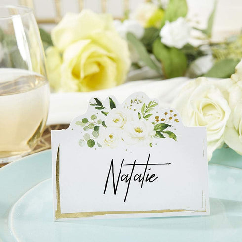 Kate Aspen Sage Green Party Decorations, Eucalyptus Floral Tent Place Cards (Set of 50) - Perfect for Greenery Baby Shower & Bridal Showers...