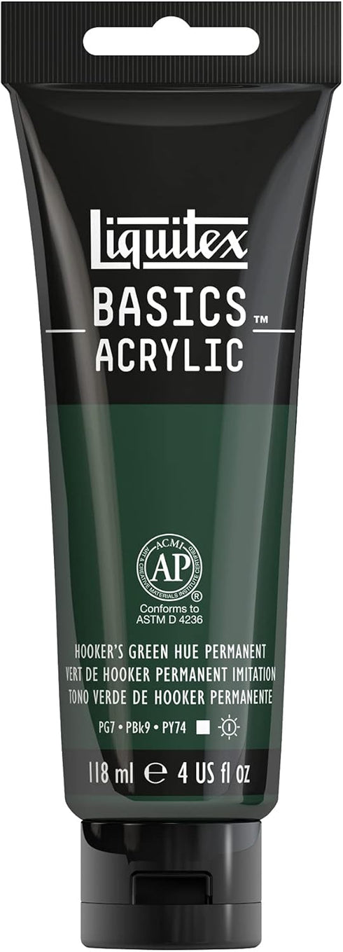 Liquitex BASICS Acrylic Paint, 118ml (4-oz) Tube, Hooker’s Green Hue Permanent...