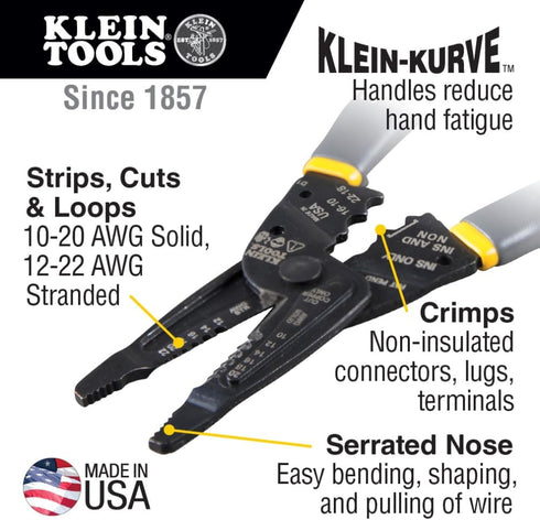 Klein Tools 1009 Multi Tool, Wire Stripper, Crimping Tool, Wire Cutter, Long-Nose Multi-Purpose Electrician Tool...