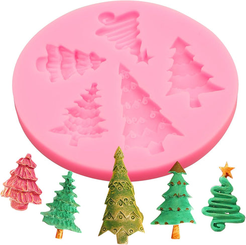 Christmas Tree Fondant Cake Silicone Mold 1 Pcs for Cake Decoration Candy Sugar Cupcake Topper Cake Polymer Clay Crafts Epoxy Resin...